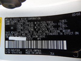 2003 Toyota Highlander White 3.0L AT 2WD #Z22078